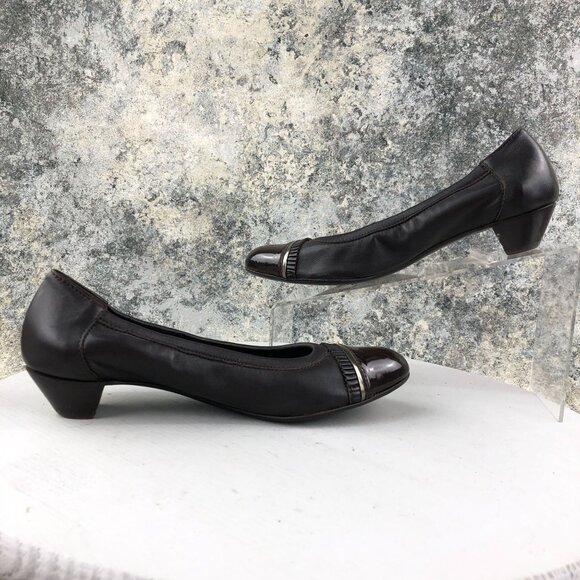 AGL Attilio Giusti Leombruni Women's Size 39.5 (9.5) Brown Leather Slip On Pumps - Picture 9 of 13